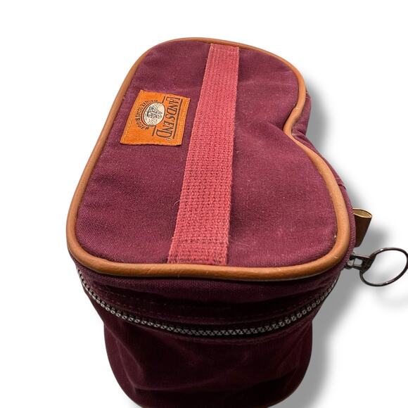 Vintage Lands End Square Rigger Canvas Toiletry Bag Shaving Dopp Kit Maroon USA - Picture 7 of 13